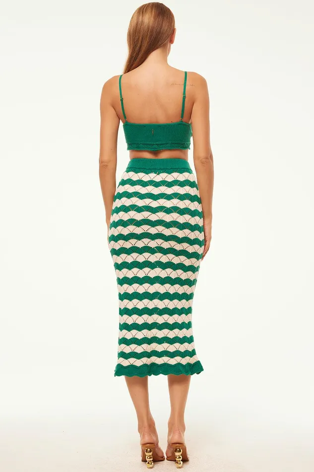 Women MISA Los Angeles Skirts and Shorts MELINA SKIRT Emerald Stripe