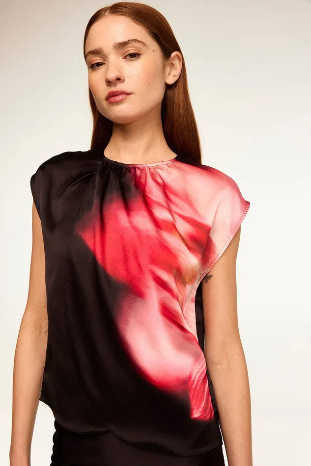 Women MISA Los Angeles Tops JESSIE TOP Canyon Stripe Satin