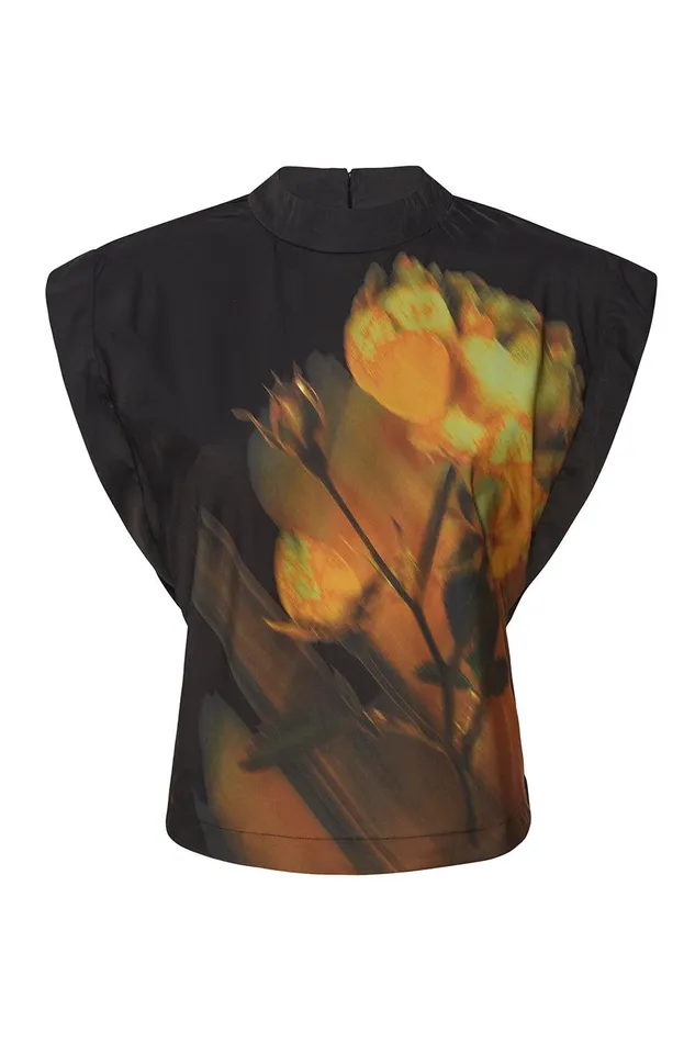 Women MISA Los Angeles Tops LUCY TOP Yellow Rose Satin