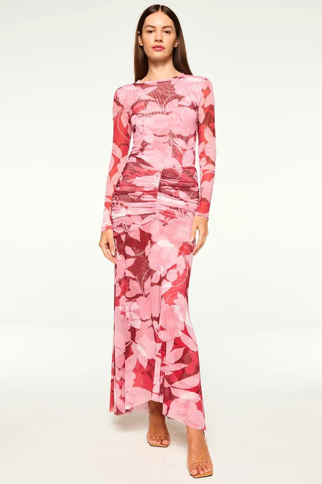 Women MISA Los Angeles Tops LULA TOP Flora Rosada Mesh