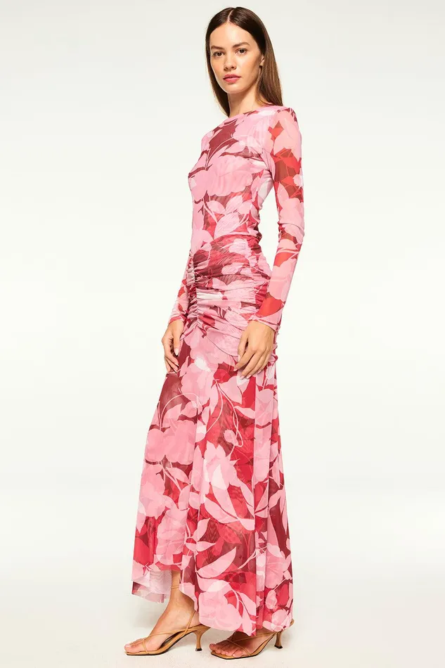 Women MISA Los Angeles Tops LULA TOP Flora Rosada Mesh