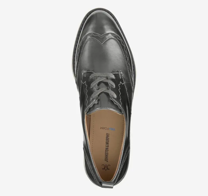 Women Mitzi Scalloped Wingtip Pewter Metallic Italian Sheepskin JohnstonandMurphy Mules and Loafers Women Mitzi Scalloped Wingtip Pewter Metallic Italian Sheepskin JohnstonandMurphy Mules and Loafers