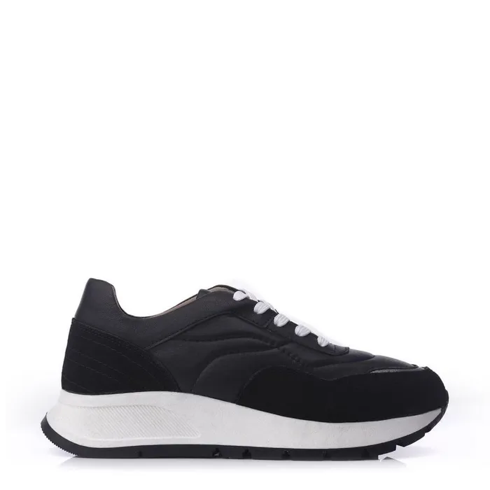 Women Moda In Pelle Black Trainers Shoon Sh Adaggio Black Leather