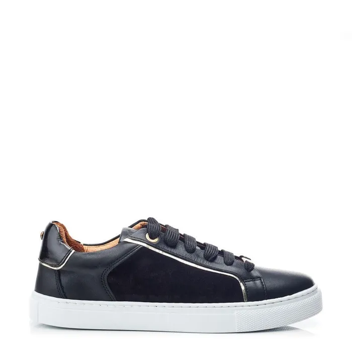 Women Moda In Pelle Casual Trainers Ales Black Leather