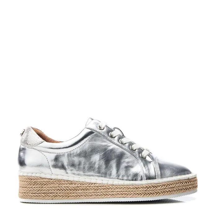Women Moda In Pelle Casual Trainers Breely Silver Metallic
