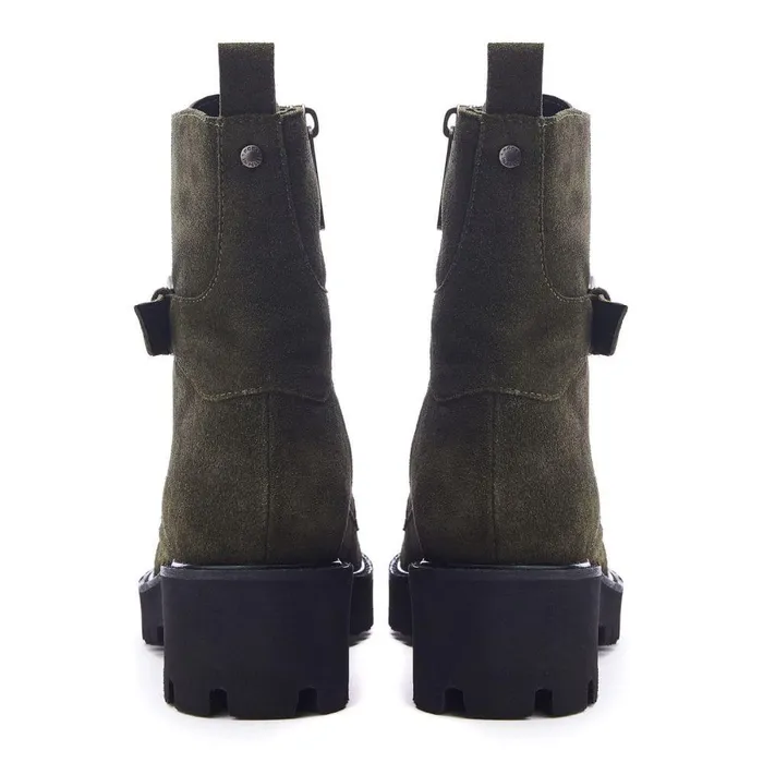 Women Moda In Pelle Chunky Boots Oberon Green Suede