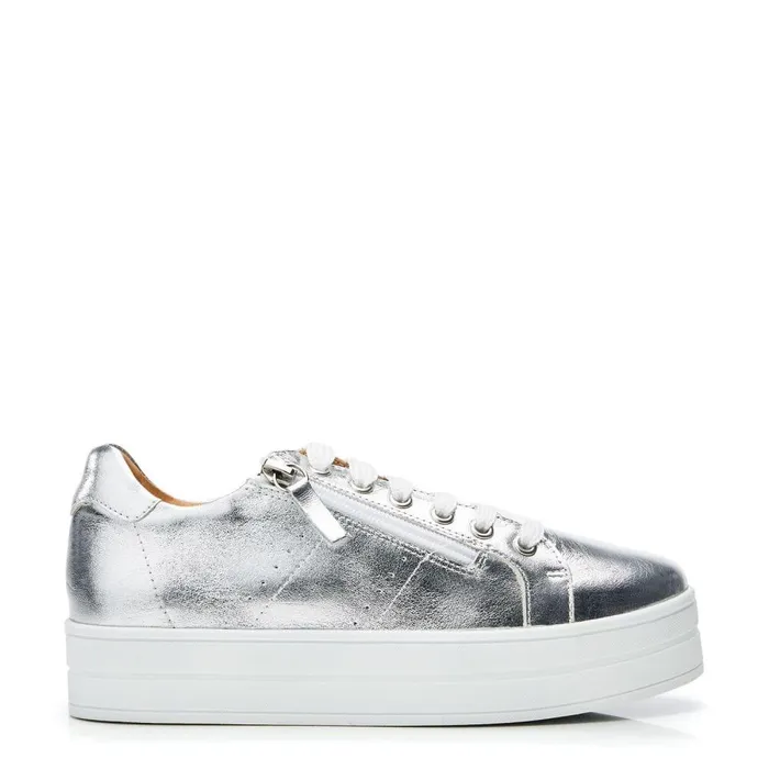 Women Moda In Pelle Chunky Trainers BGlazie Silver Leather