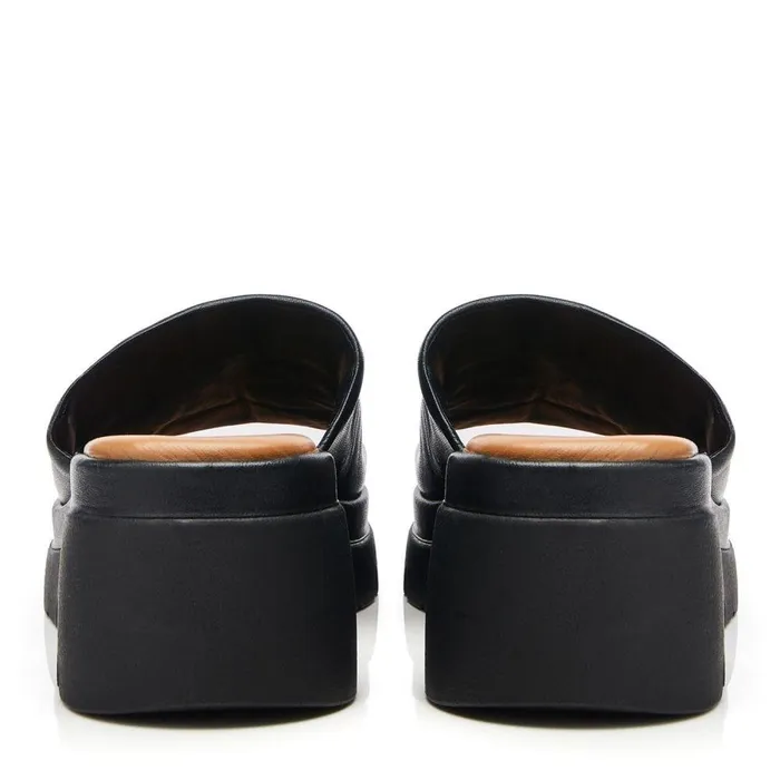 Women Moda In Pelle Flatform Sandals Namya Black Leather