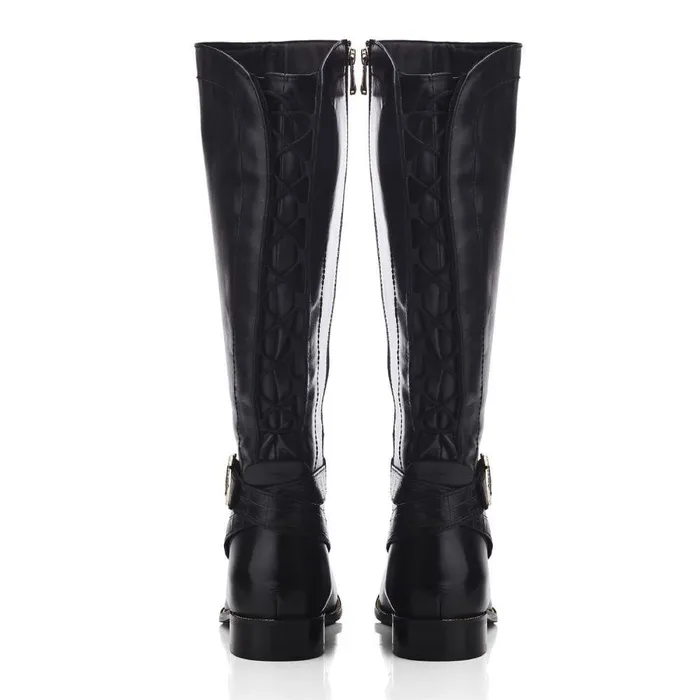Women Moda In Pelle Riding And Flat Boots Takari Black Leather Women Moda In Pelle Riding And Flat Boots Takari Black Leather