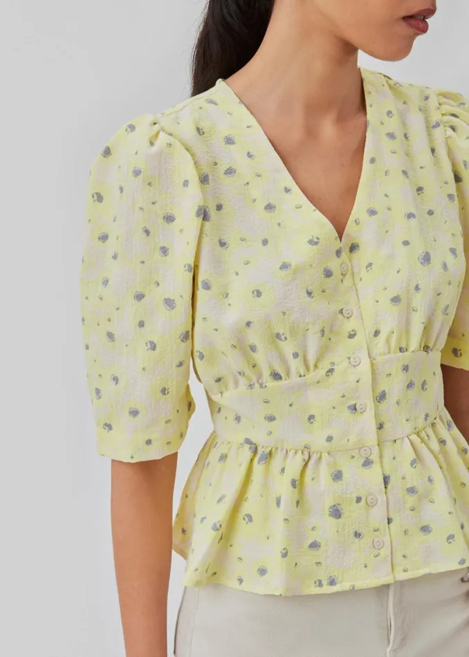 Women Modstrm Tops CupidMD Print Top Aqua Yellow Flower