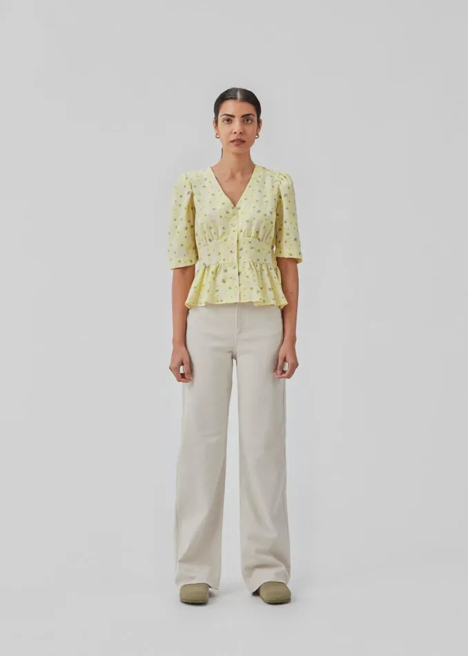 Women Modstrm Tops CupidMD Print Top Aqua Yellow Flower Women Modstrm Tops CupidMD Print Top Aqua Yellow Flower