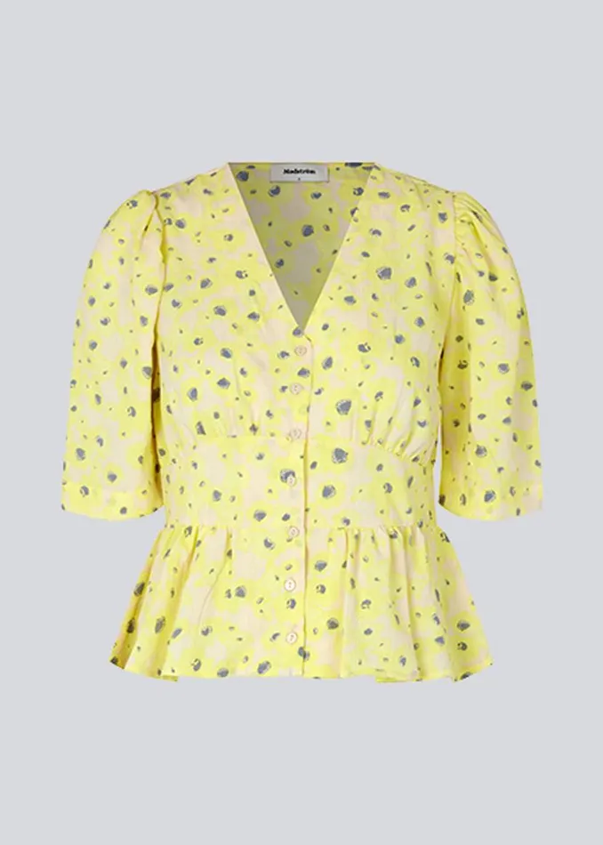 Women Modstrm Tops CupidMD Print Top Aqua Yellow Flower Women Modstrm Tops CupidMD Print Top Aqua Yellow Flower