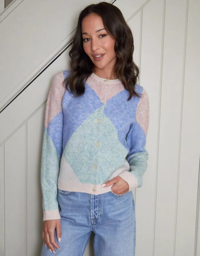 Women Multi Argyle Button Up Knitted Cardigan Threadbare Cardigans Women Multi Argyle Button Up Knitted Cardigan Threadbare Cardigans