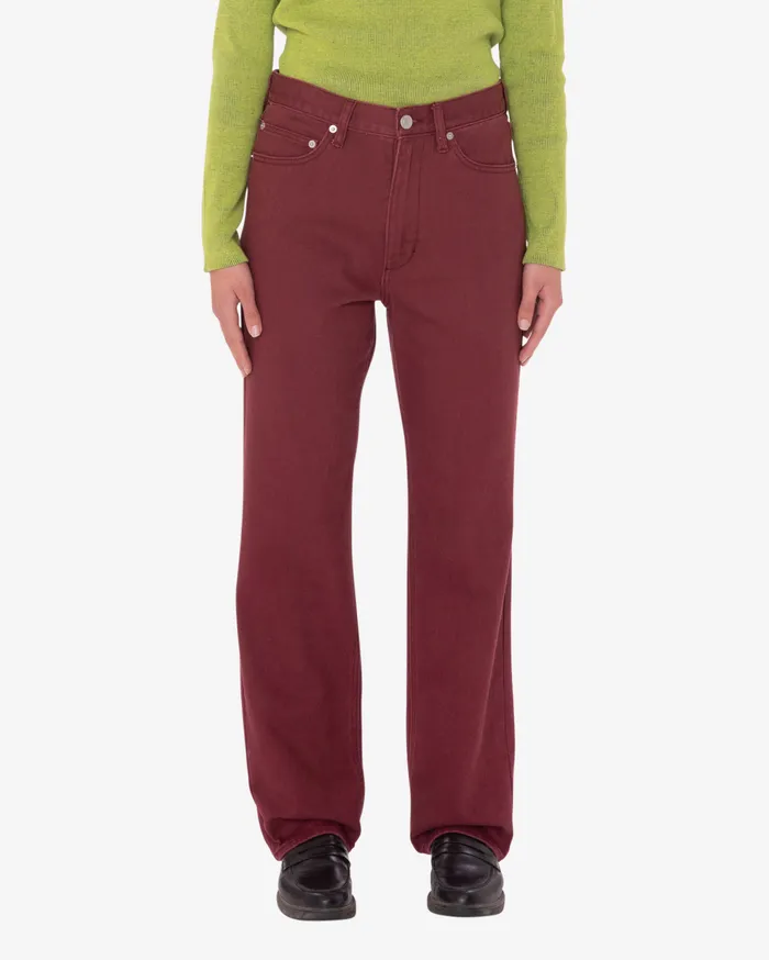 Women OBEY Clothing EVERYDAY SLIM 5 POCKET PANT Wine BOTTOMS