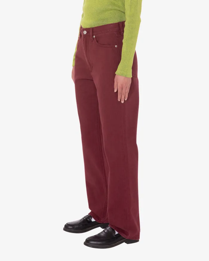 Women OBEY Clothing EVERYDAY SLIM 5 POCKET PANT Wine BOTTOMS