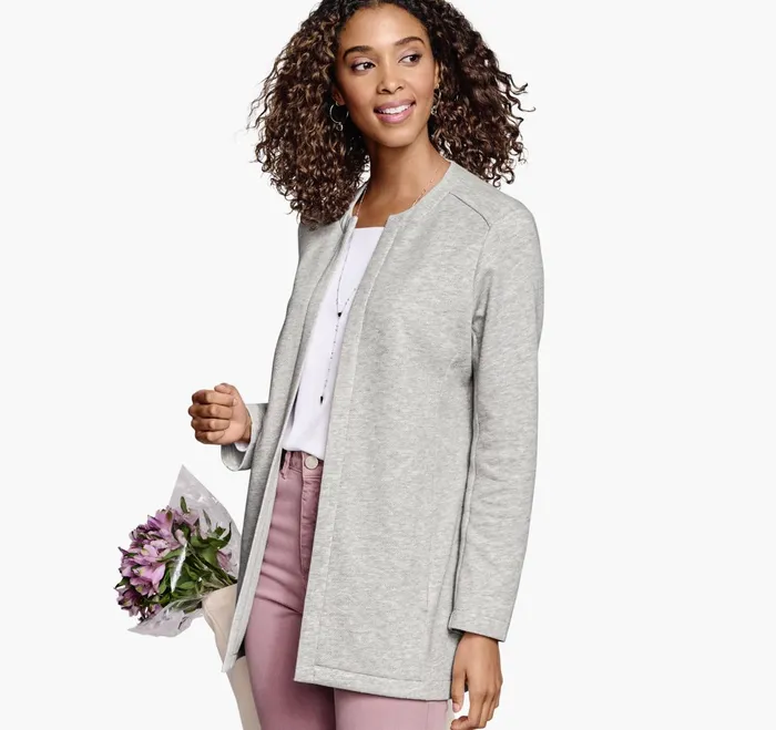 Women OpenFront Knit Cardigan Gray Heather JohnstonandMurphy Shirts Sweaters and Blazers