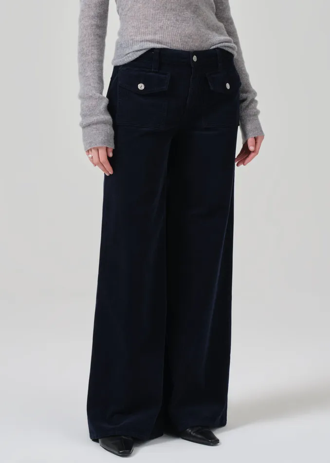 Women Pants Citizens Of Humanity Raven Patch Pocket Wide Leg Corduroy In Navy