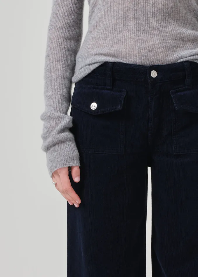 Women Pants Citizens Of Humanity Raven Patch Pocket Wide Leg Corduroy In Navy