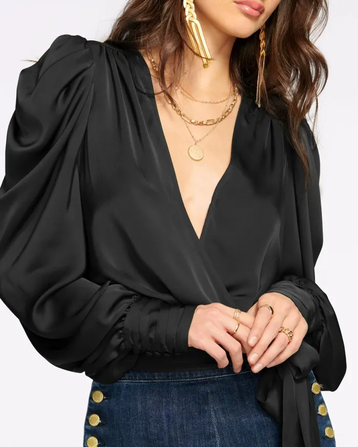 Women Pauline Puff Sleeve Blouse Black Ramy Brook Tops Women Pauline Puff Sleeve Blouse Black Ramy Brook Tops