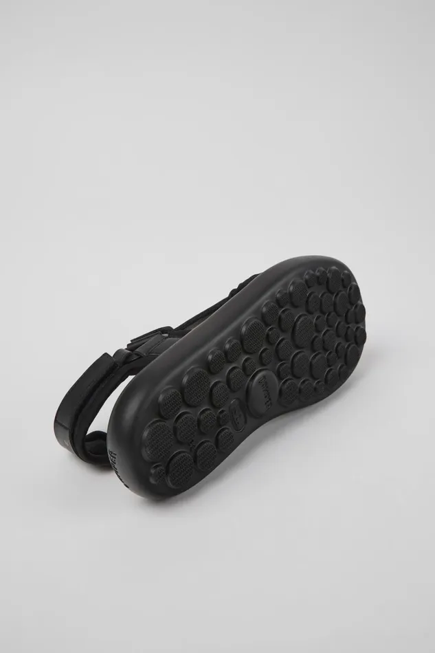Women Pelotas Flota Black Leather And Textile Sandals Camper Flat Shoes Women Pelotas Flota Black Leather And Textile Sandals Camper Flat Shoes