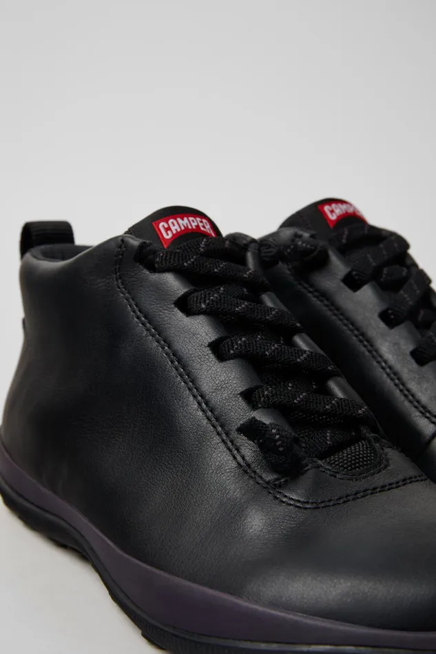 Women Peu Pista GORETEX Black Leather And Textile Ankle Boots Camper Ankle Boots
