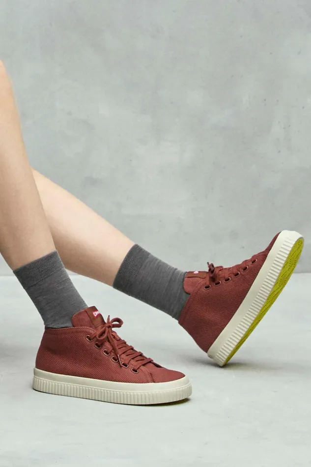 Women Peu Roda Red Recycled Cotton Sneakers Camper Ankle Boots Women Peu Roda Red Recycled Cotton Sneakers Camper Ankle Boots