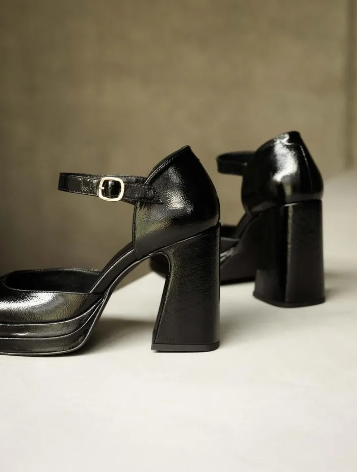 Women Pumps and Mary Janes Bobbies Michelle Black Vinyl