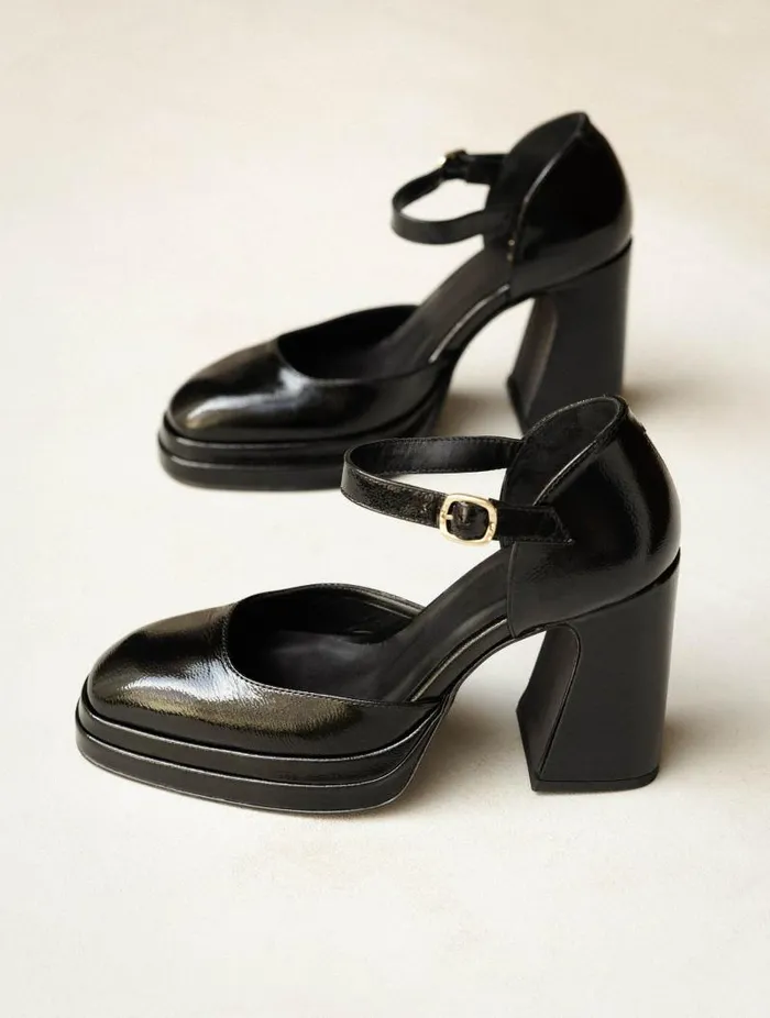 Women Pumps and Mary Janes Bobbies Michelle Black Vinyl