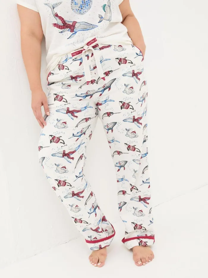 Women Pyjamas and Nightwear Fat Face Eva Ivory Wilson The Whale Shelter Pyjama Bottoms