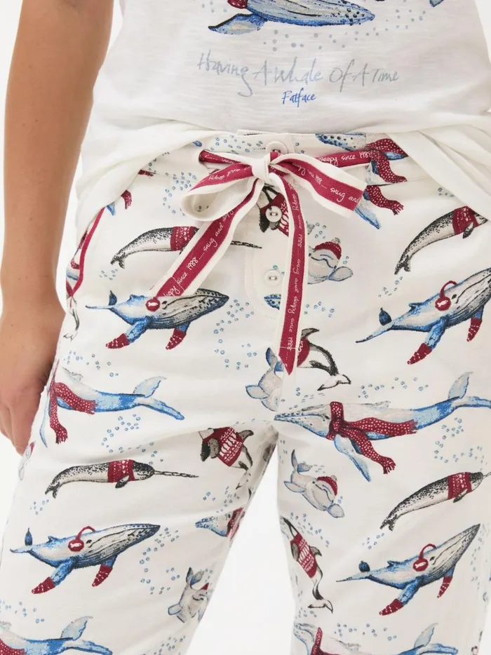 Women Pyjamas and Nightwear Fat Face Eva Ivory Wilson The Whale Shelter Pyjama Bottoms