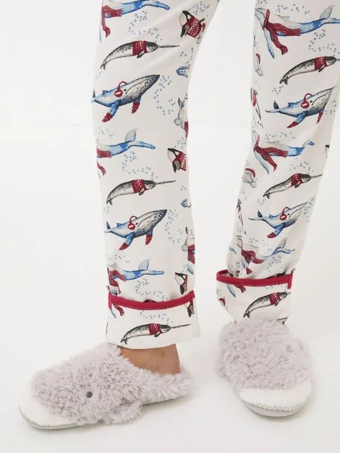 Women Pyjamas and Nightwear Fat Face Eva Ivory Wilson The Whale Shelter Pyjama Bottoms