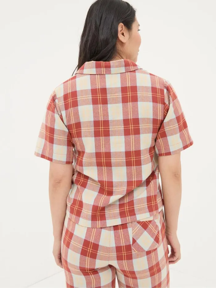 Women Pyjamas and Nightwear Fat Face Red Check Shirt