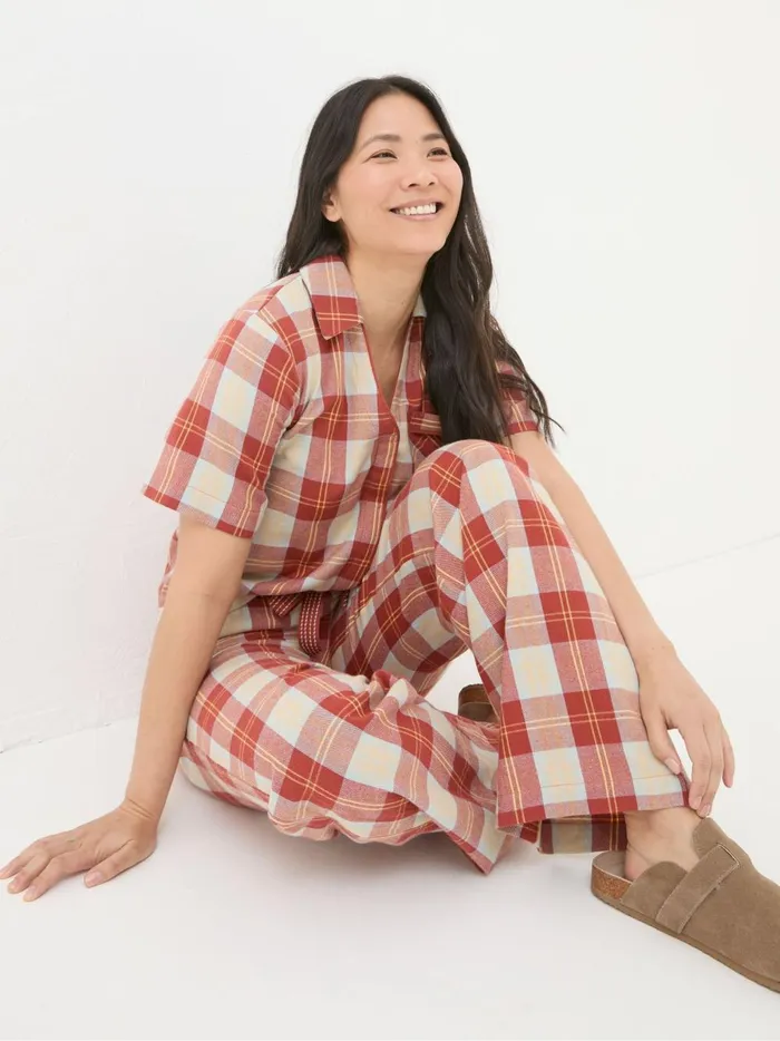 Women Pyjamas and Nightwear Fat Face Red Check Shirt