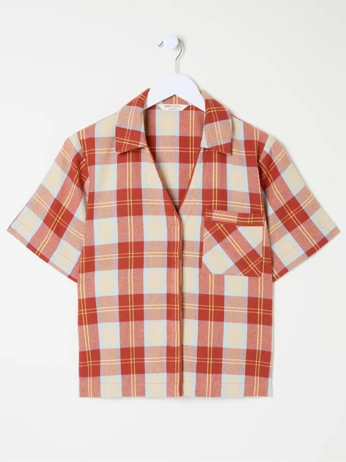 Women Pyjamas and Nightwear Fat Face Red Check Shirt