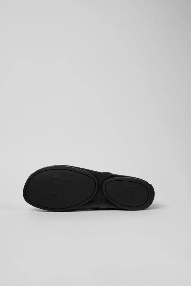 Women Right Black Leather Shoe Camper Ballerinas
