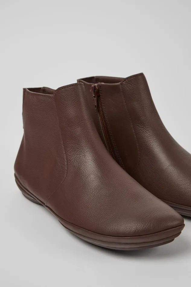 Women Right Brown Leather Ankle Boots Camper Ankle Boots