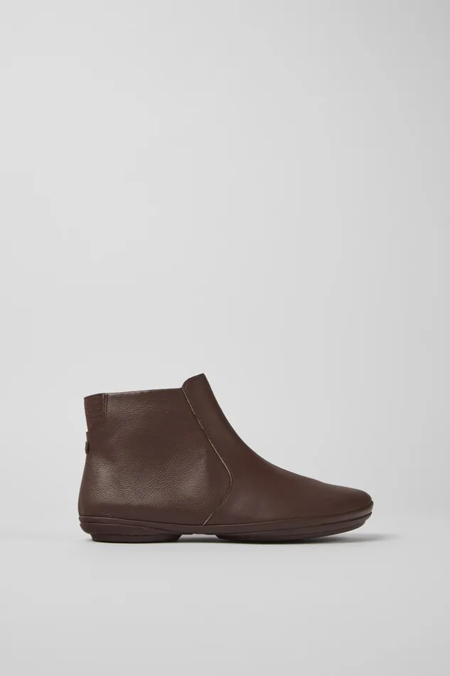 Women Right Brown Leather Ankle Boots Camper Ankle Boots Women Right Brown Leather Ankle Boots Camper Ankle Boots