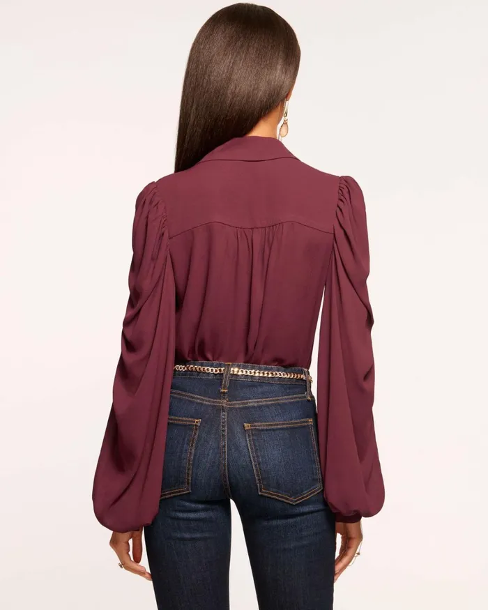 Women Rose Puff Sleeve Blouse Ivory Ramy Brook Tops Women Rose Puff Sleeve Blouse Ivory Ramy Brook Tops