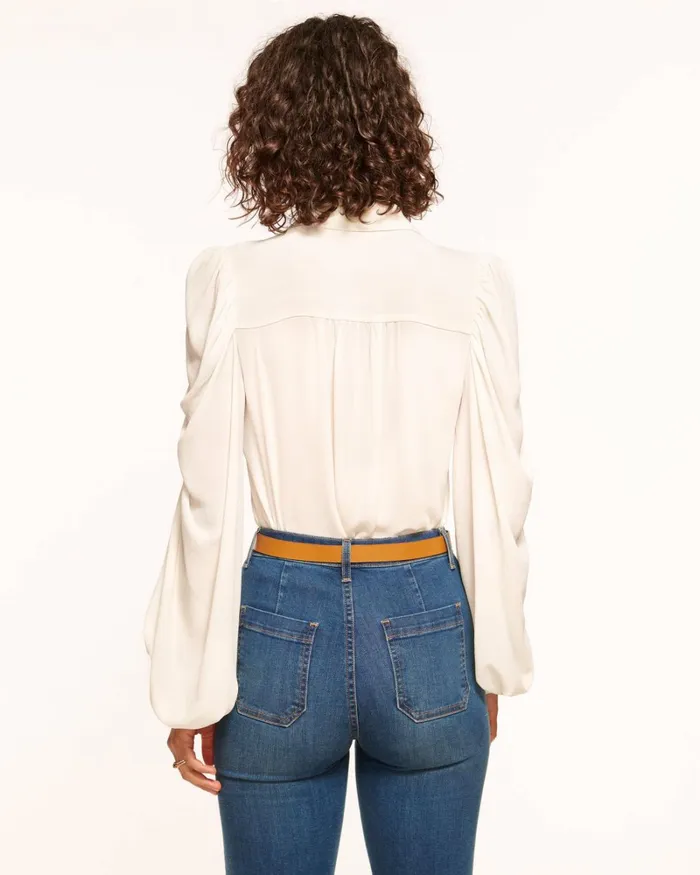 Women Rose Puff Sleeve Blouse Ivory Ramy Brook Tops Women Rose Puff Sleeve Blouse Ivory Ramy Brook Tops