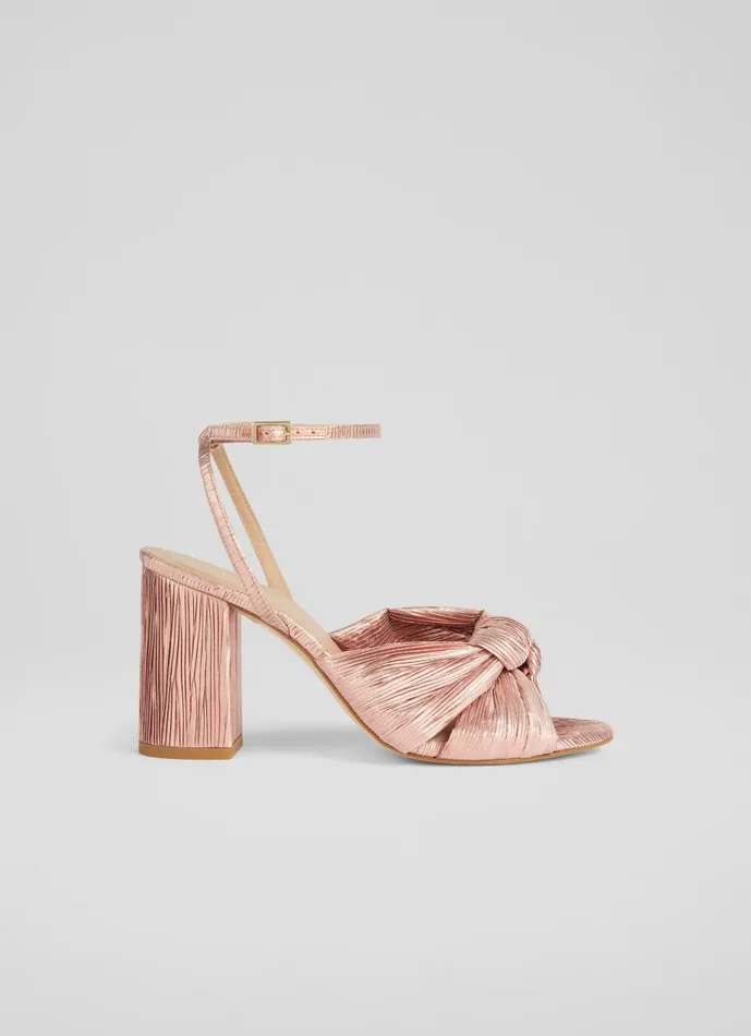 Women Sandals LKBennett Eliana Pink Crinkle Satin Sandals Pink
