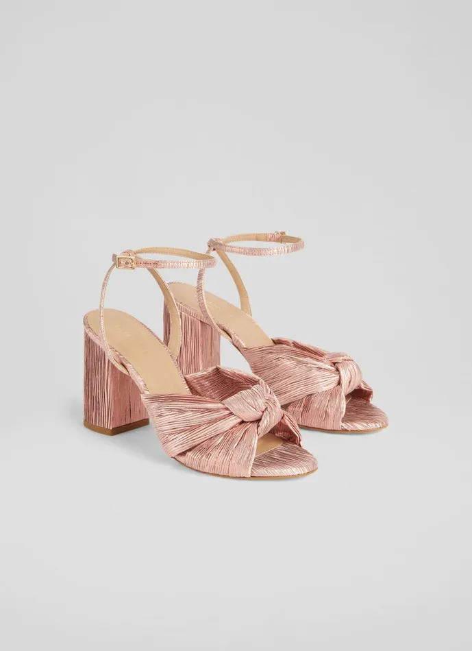 Women Sandals LKBennett Eliana Pink Crinkle Satin Sandals Pink Women Sandals LKBennett Eliana Pink Crinkle Satin Sandals Pink
