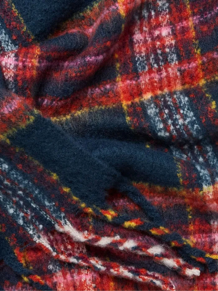 Women Scarves Fat Face Winnie Navy Check Scarf