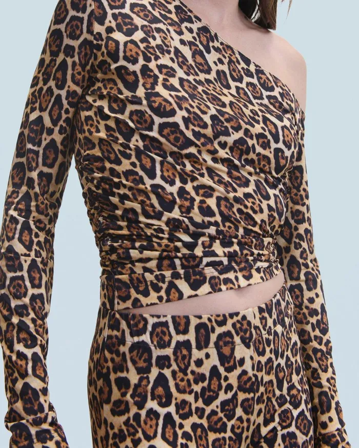 Women Shirts TShirts and Tops From Future Asymmetrical Jersey Top Hot Leopard
