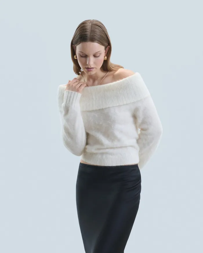 Women Shirts TShirts and Tops From Future Brushed Cashmere Long Sleeve Top White Women Shirts TShirts and Tops From Future Brushed Cashmere Long Sleeve Top White
