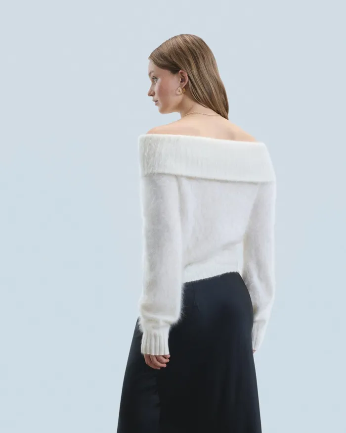 Women Shirts TShirts and Tops From Future Brushed Cashmere Long Sleeve Top White