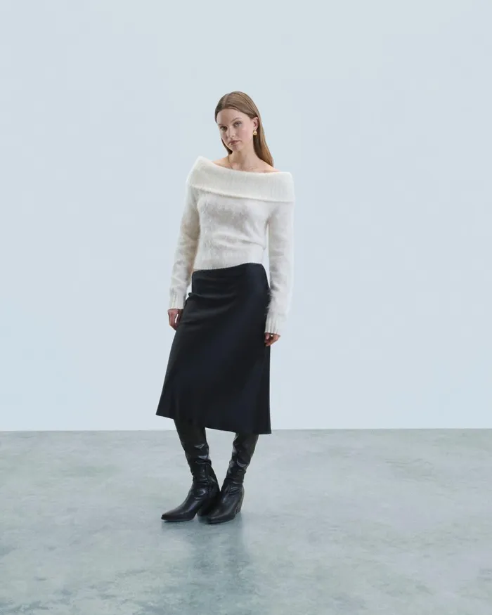 Women Shirts TShirts and Tops From Future Brushed Cashmere Long Sleeve Top White