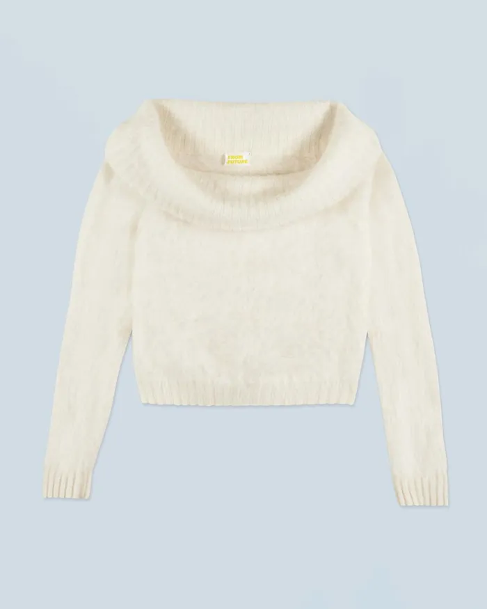 Women Shirts TShirts and Tops From Future Brushed Cashmere Long Sleeve Top White