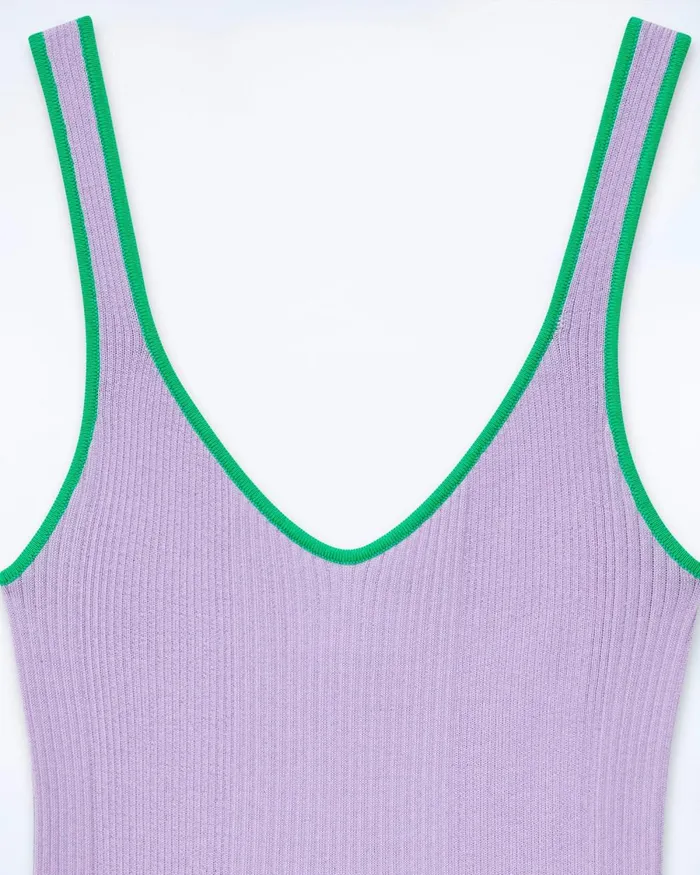 Women Shirts TShirts and Tops From Future Ribbed Tank Top With Contrasting Trims Magic Lilac