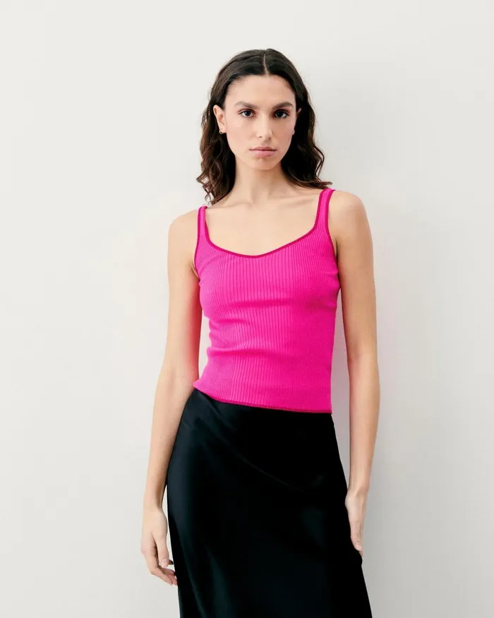 Women Shirts TShirts and Tops From Future Ribbed Tank Top With Contrasting Trims Magic Lilac