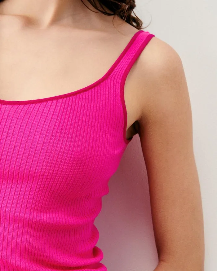 Women Shirts TShirts and Tops From Future Ribbed Tank Top With Contrasting Trims Magic Lilac